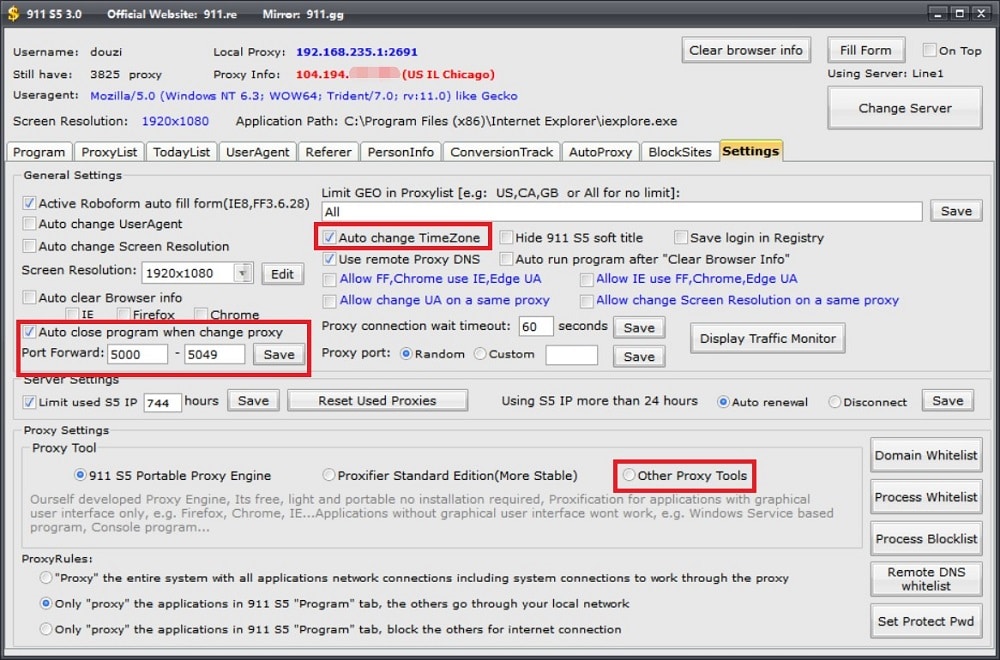 911 S5 proxy client traffic monitor