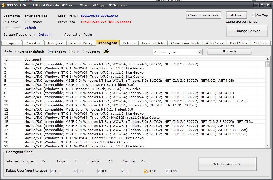 911 proxy Changing Request Headers