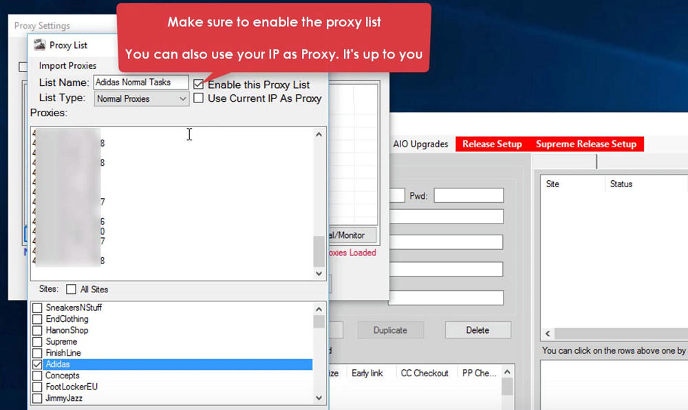 AIO bot proxy setting