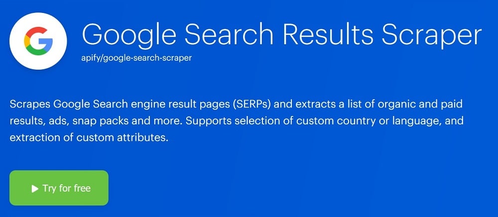 APIFY scraper for google
