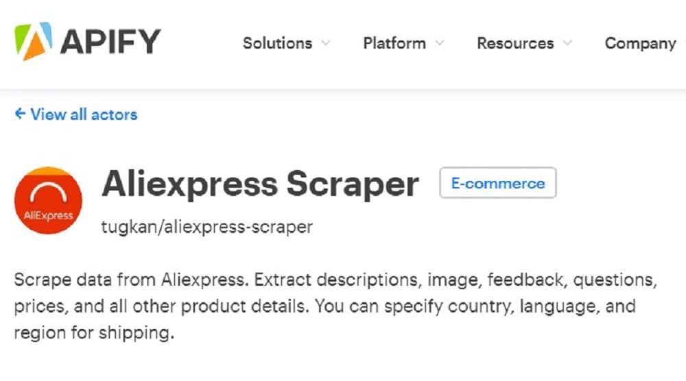 APify Aliexpree Scraper