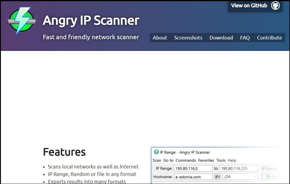 Angry IP Scanner Homepage