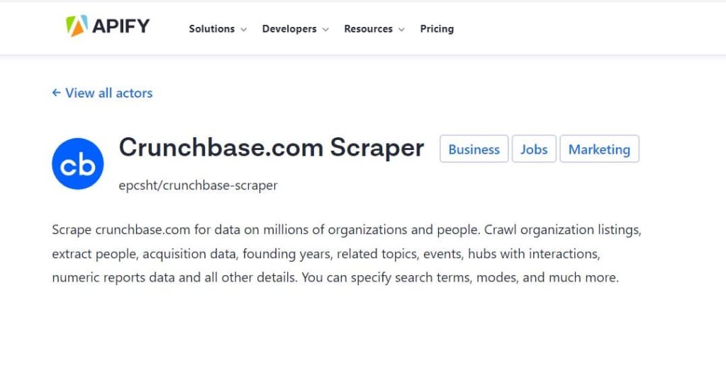 Apify CrunchBase Scraping