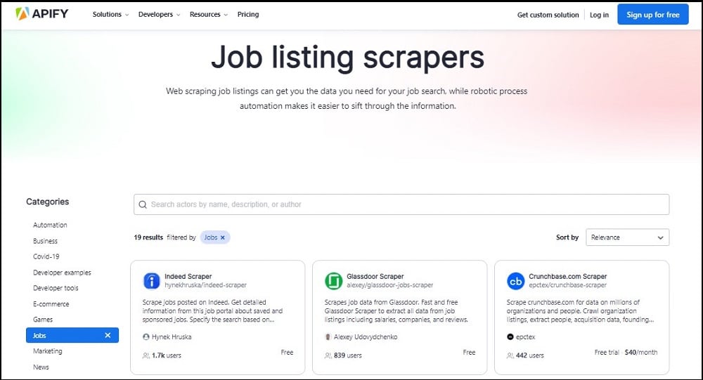 Apify Job Scrapers