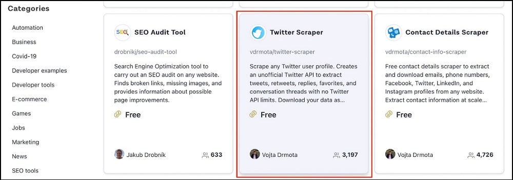 Apify Scrapers for Web Scraping