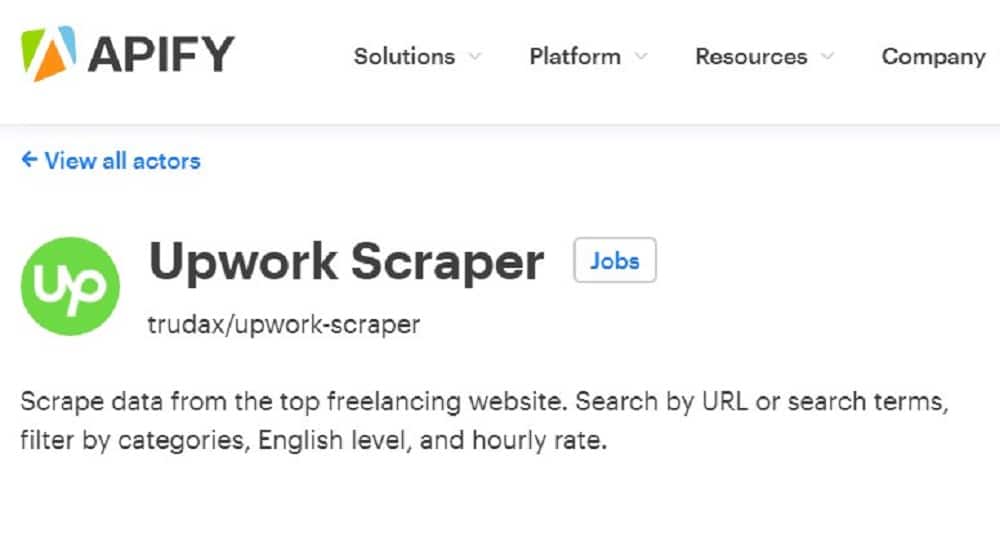 Apify Upworker Scraper overview