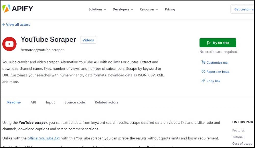 Apify YouTube Scraper for YouTube Channel Crawlers