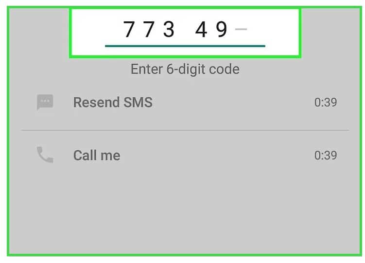Asked to input the 6-digit code