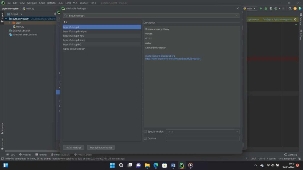 Beautifulsoup4 Install Pakeges