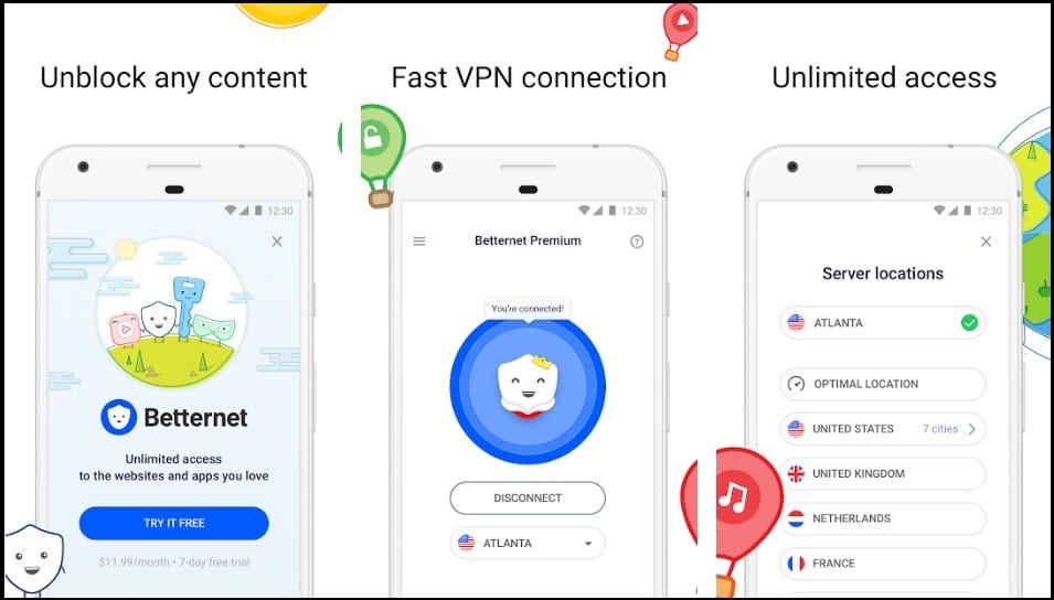 Betternet Free VPN Homepage