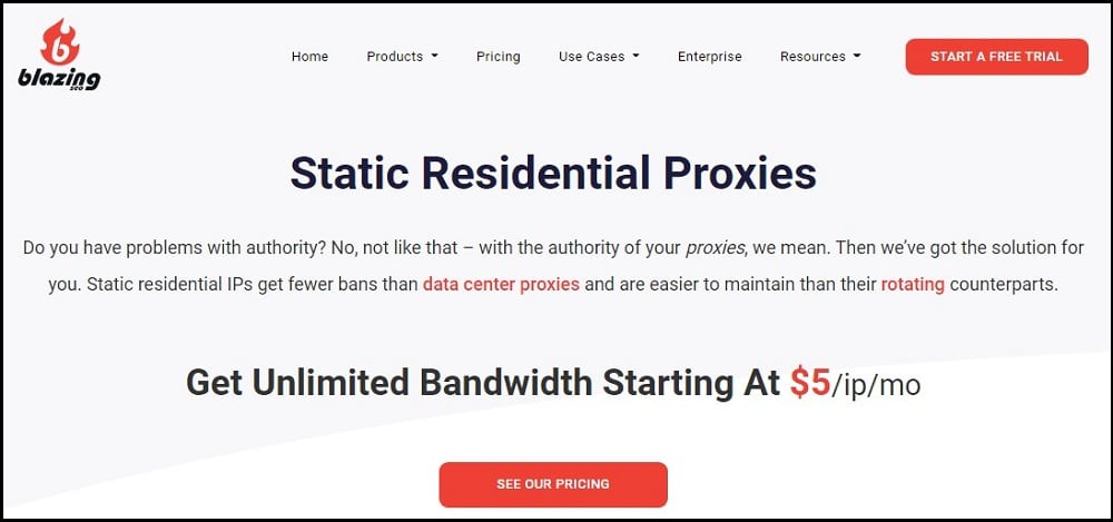Blazing seo residential proxy