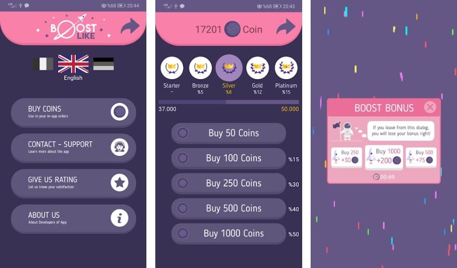BoostLike app