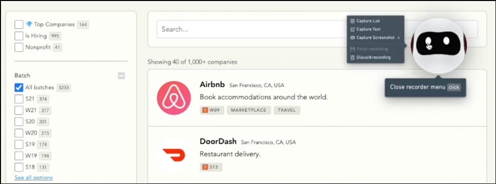 Browser window that opens the URL