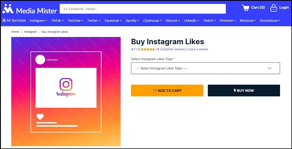 Buy Instagram Like for Media Mister