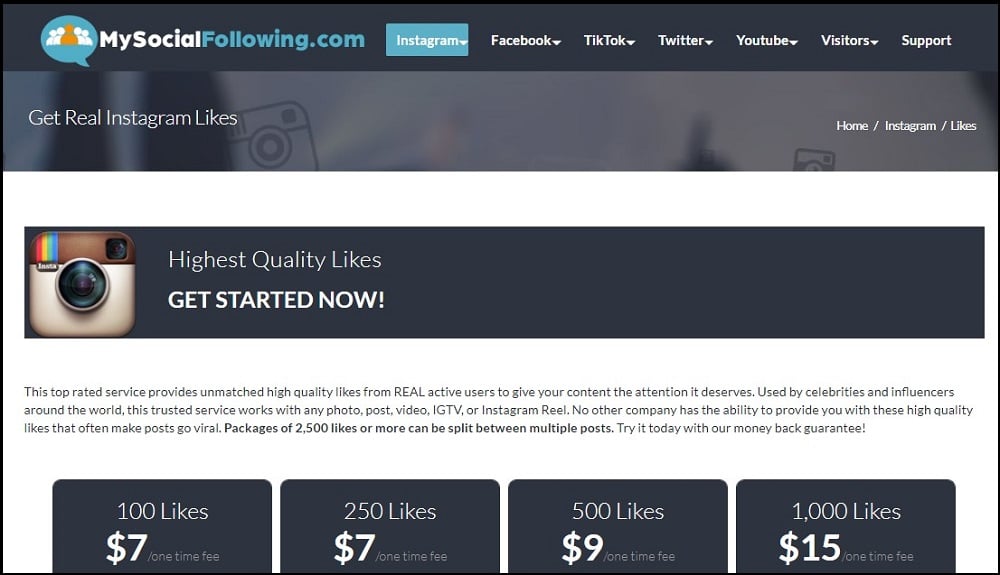 Buy Instagram Like for MySocialFollowing