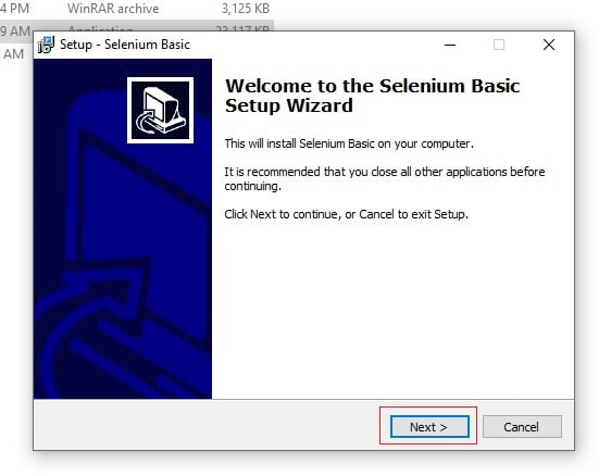 Click Next when the setup window pops up
