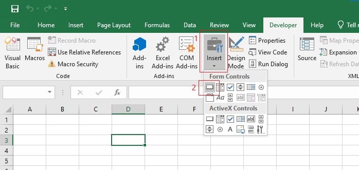 Clicking the developer tab