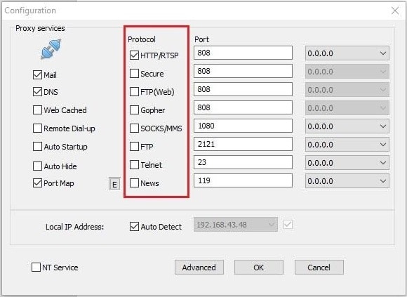 Configure CCProxy