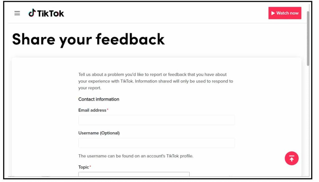 Contact the TikTok Support Team