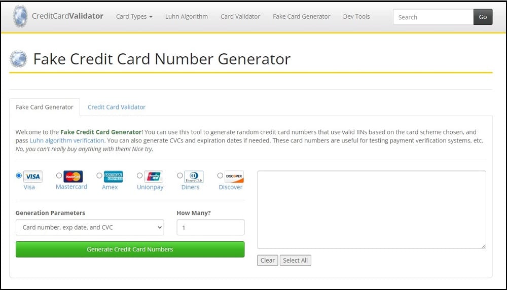 CreditCardValidator Homepage