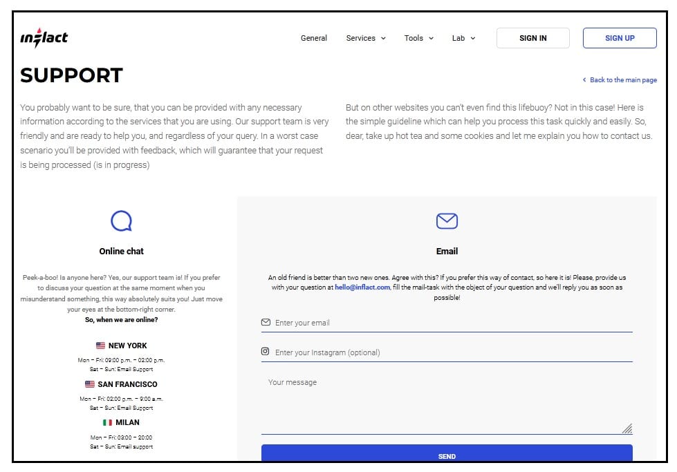 Customer Service and Support Inflact