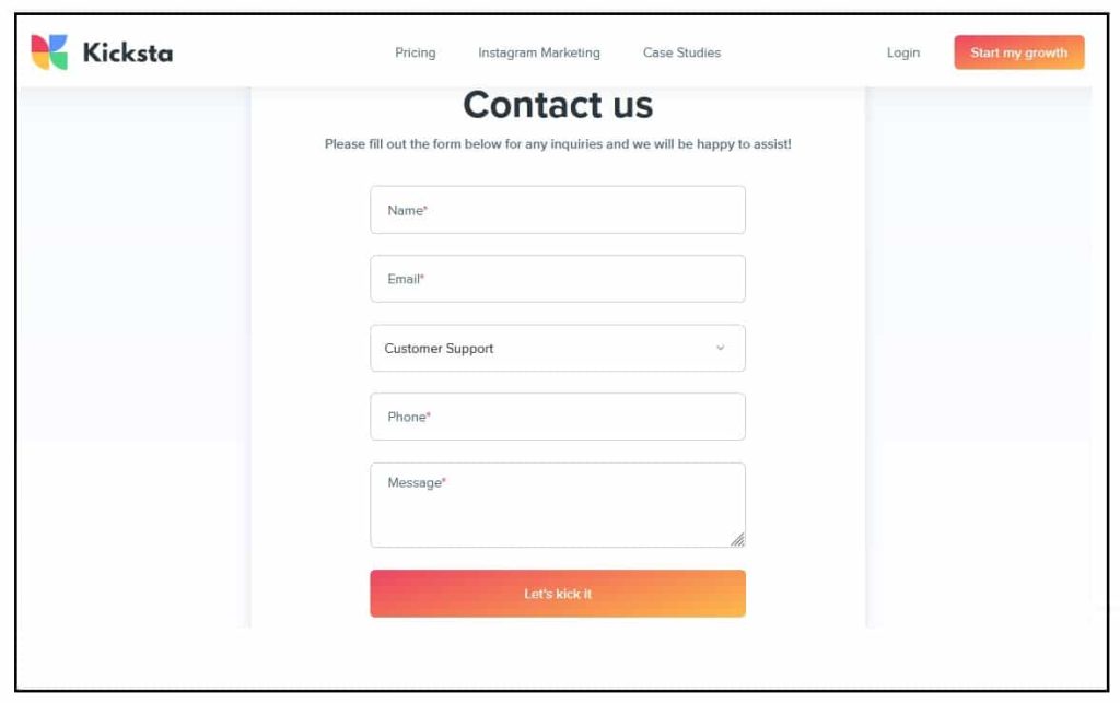 Customer Service and Support of Kicksta