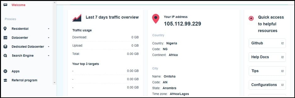 Dashboard of Smart Proxies