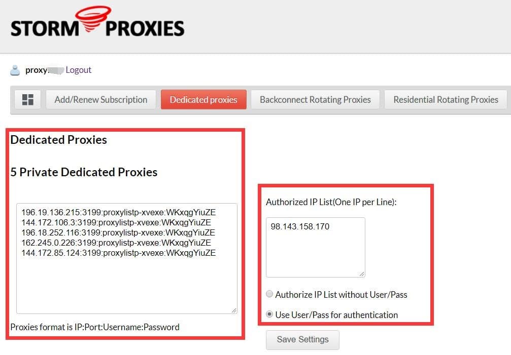 Dedicated stormproxies