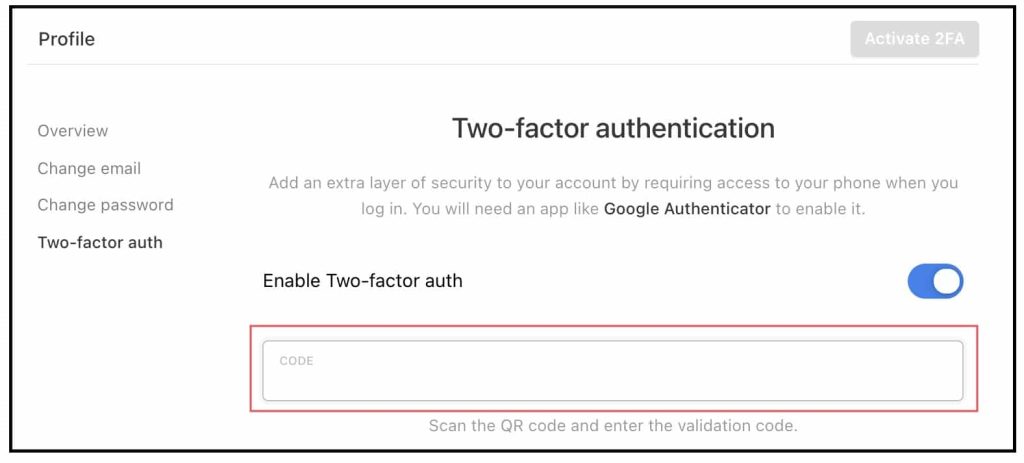 Enable Two-Factor Authentication