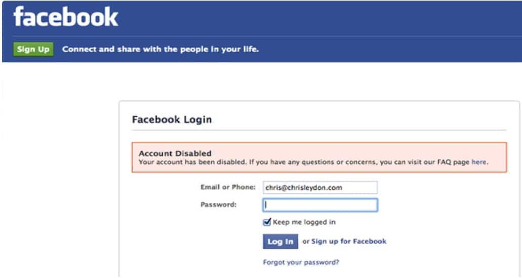 Facebook Sign up