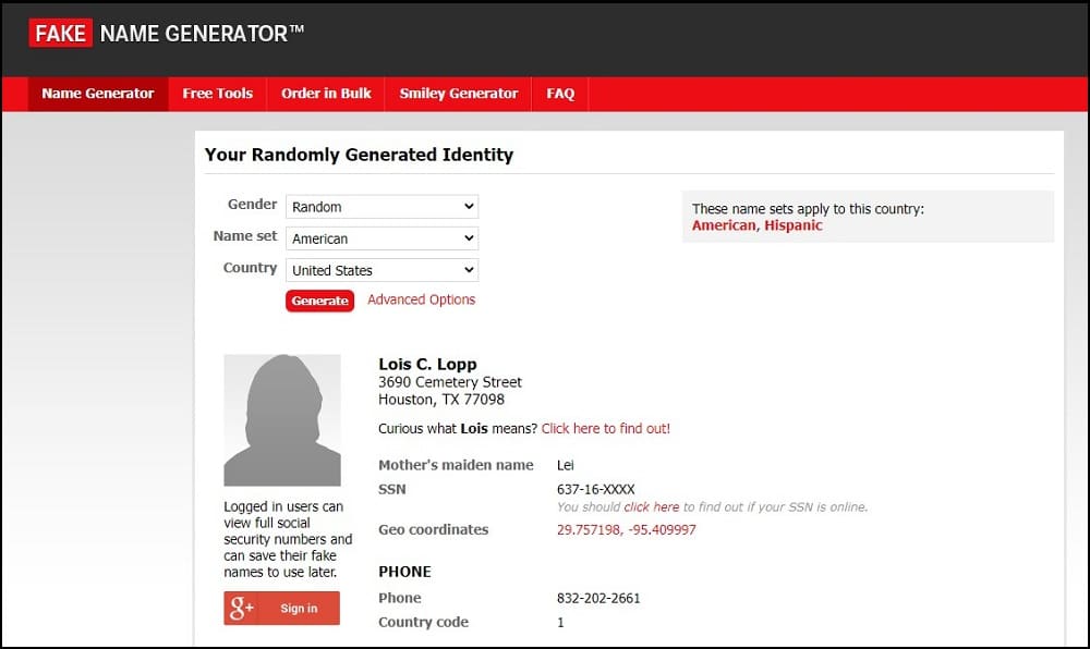 FakeNameGenerator Overview