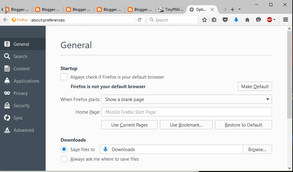 Firefox menu Options