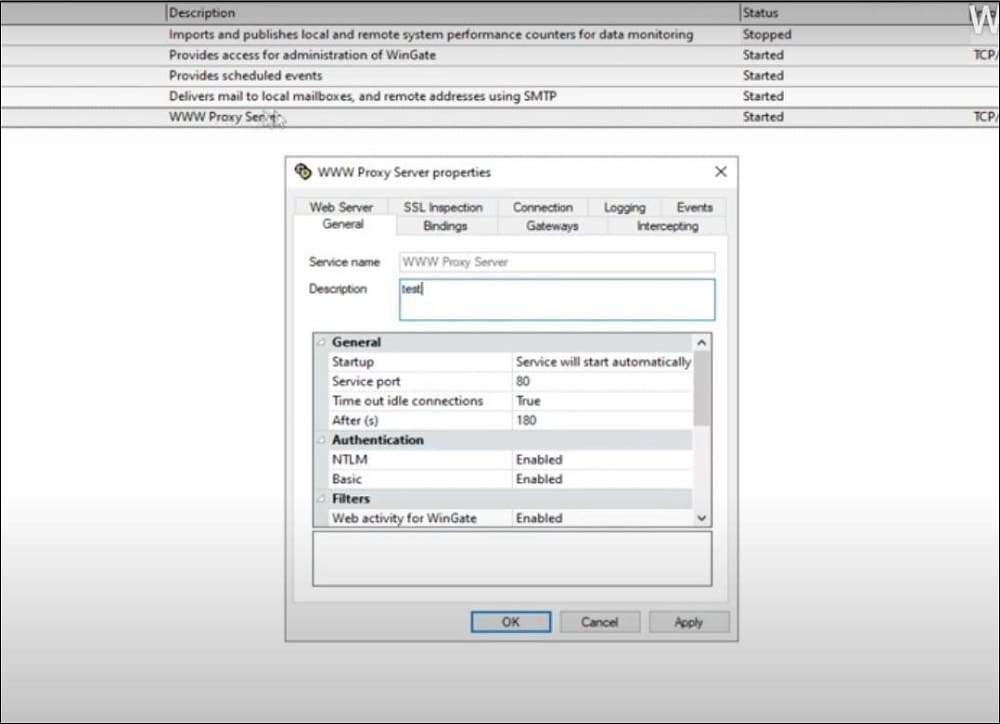 Following prompt box for the proxy service
