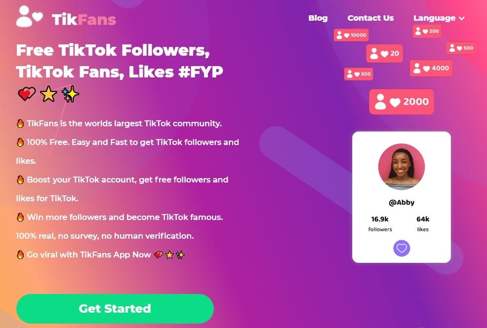 Get Free Tiktok Followers for TikFans