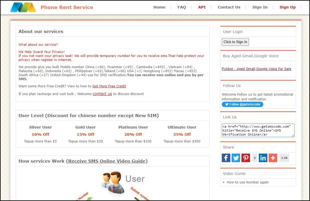 Getsmscode Homepage