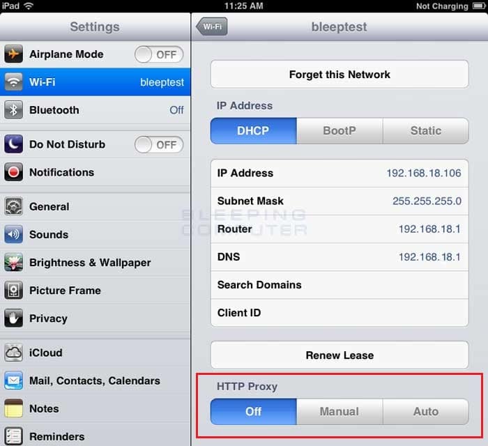 HTTP Proxy section