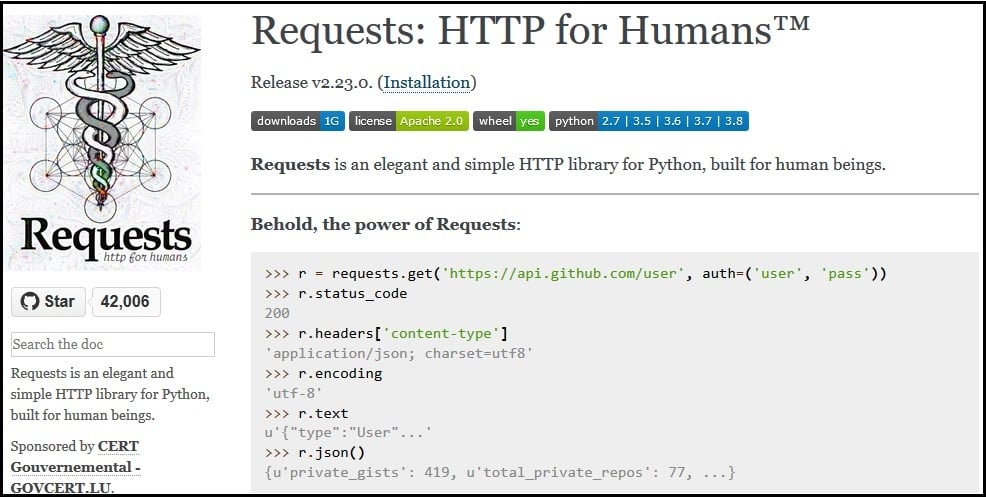 HTTP library for Python