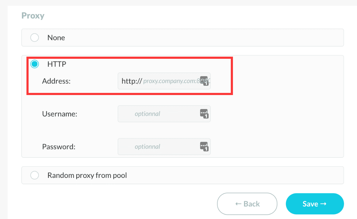 HTTP proxy for Phantombuster
