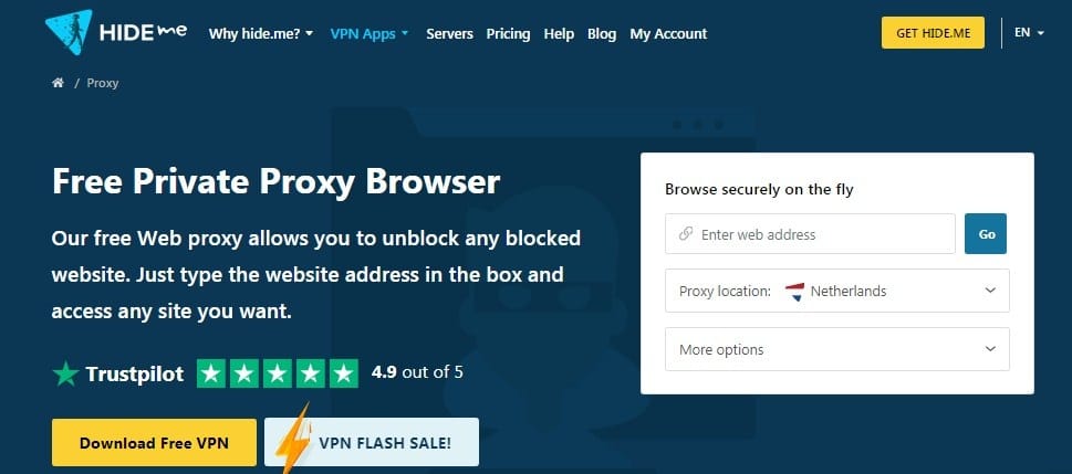 Hide dot me Proxy Homepage