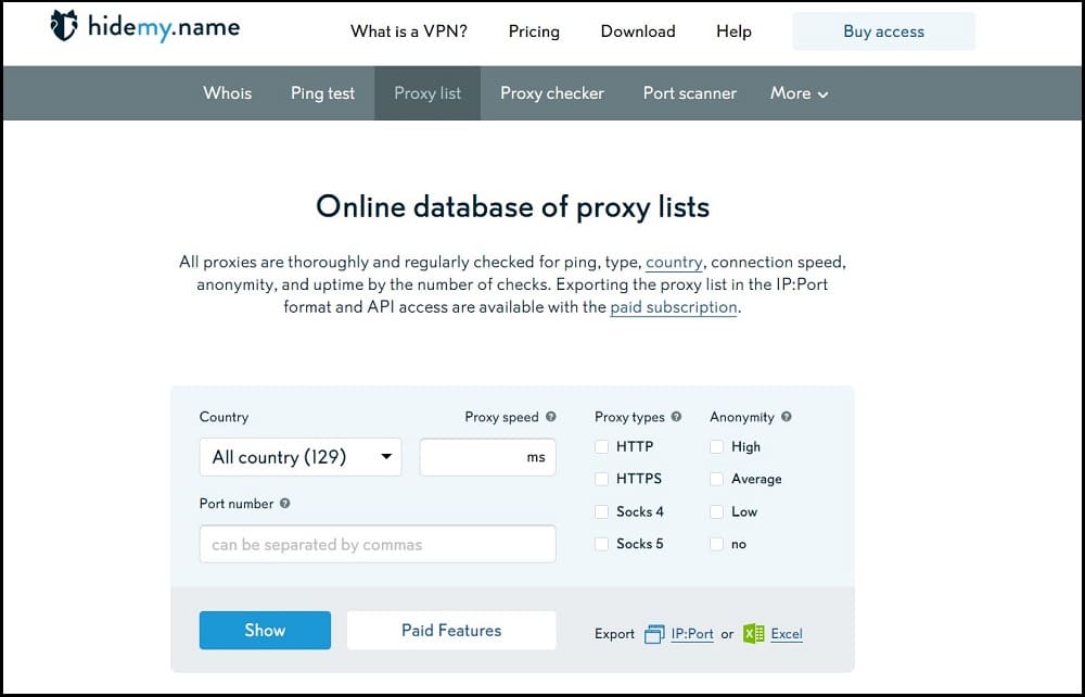 HideMyName homepage