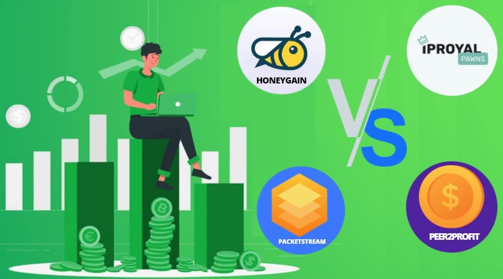 Honeygain Vs IPRoyal Pawns Vs PacketStream Vs Peer2Profit