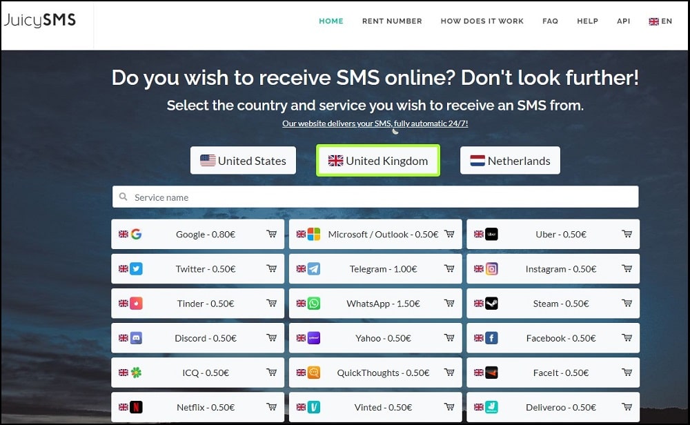 JuicySMS Homepage