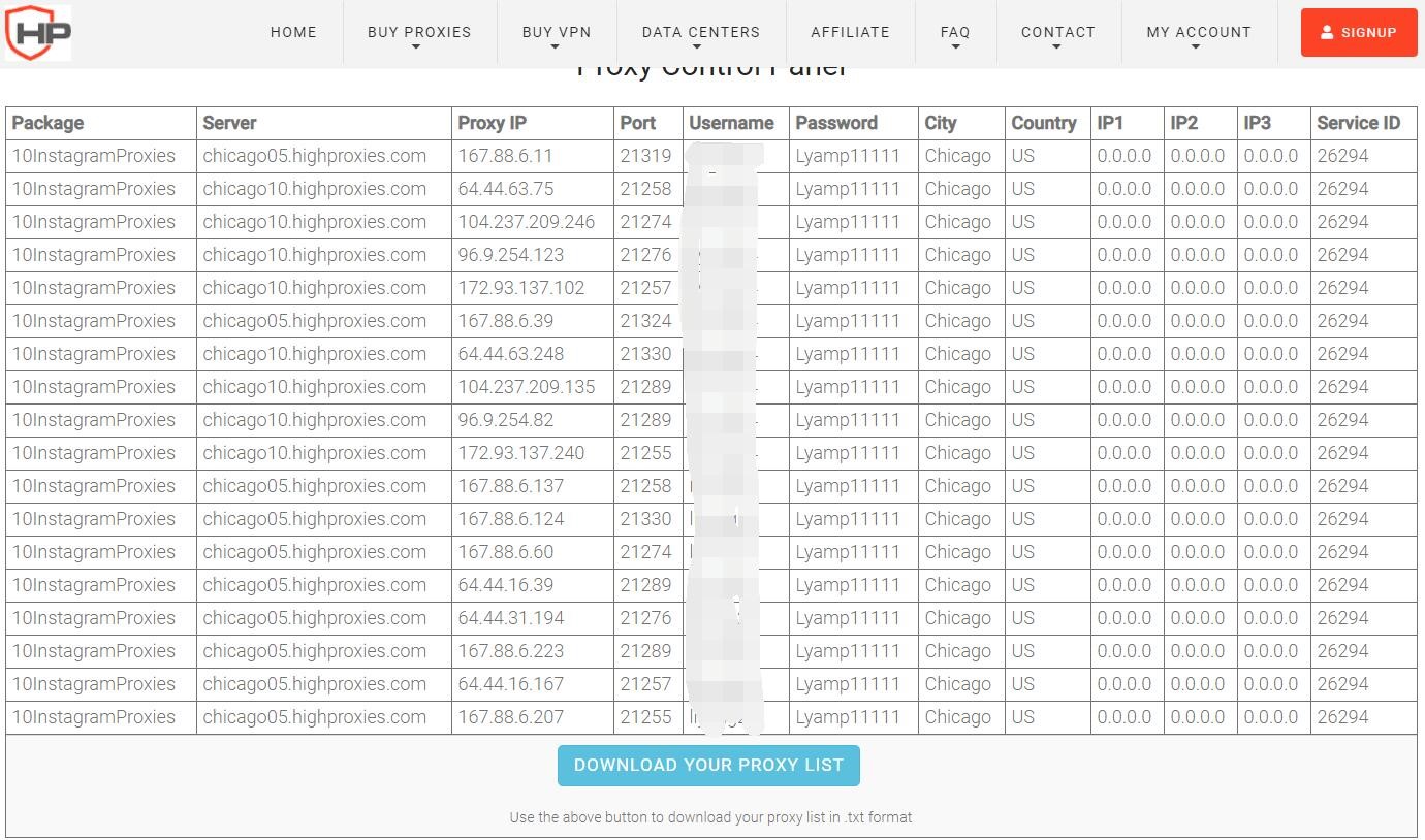 My Highproxies package