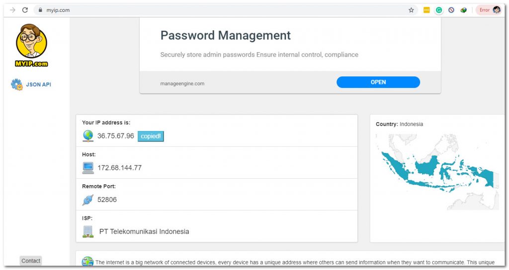 MyIP tool website