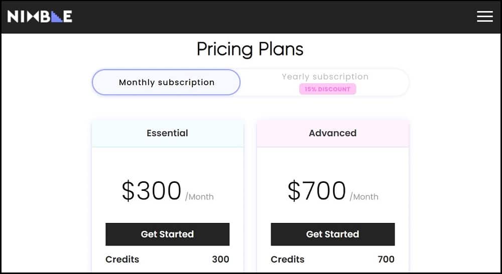 Nimbleway Pricing