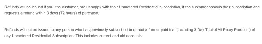 No Free Trial and Unfriendly Refund Policy for Proxyrack