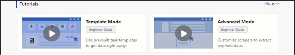 Octoparse Template and Advance Mode