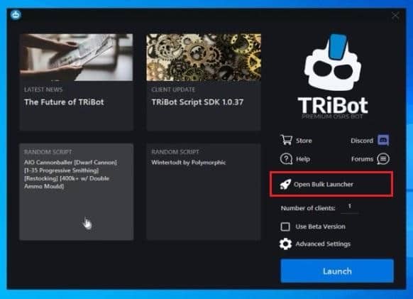 Open Bulk Launcher on TriBot