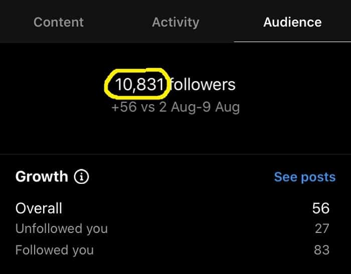 Pay attention to the followers numbers