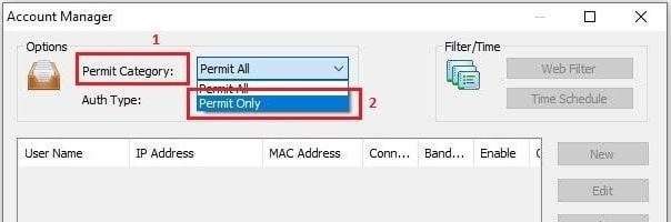 Permit Category on Account Manager